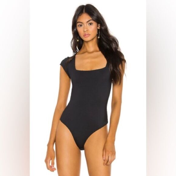 Free People Women's Square Eyes Bodysuit in Black Size Small - Picture 1 of 9